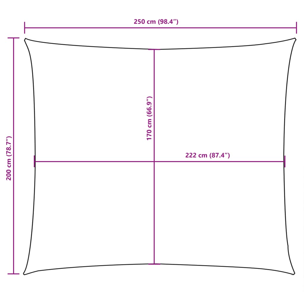 vidaXL oxford-kangast päikesepuri, ristkülik, 2 x 2,5 m, must