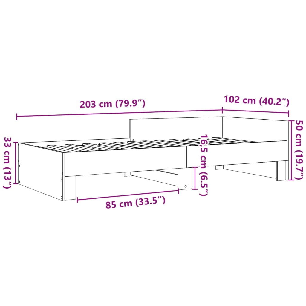 vidaXL voodiraam, suitsutatud tamm, 100 x 200 cm, tehispuit