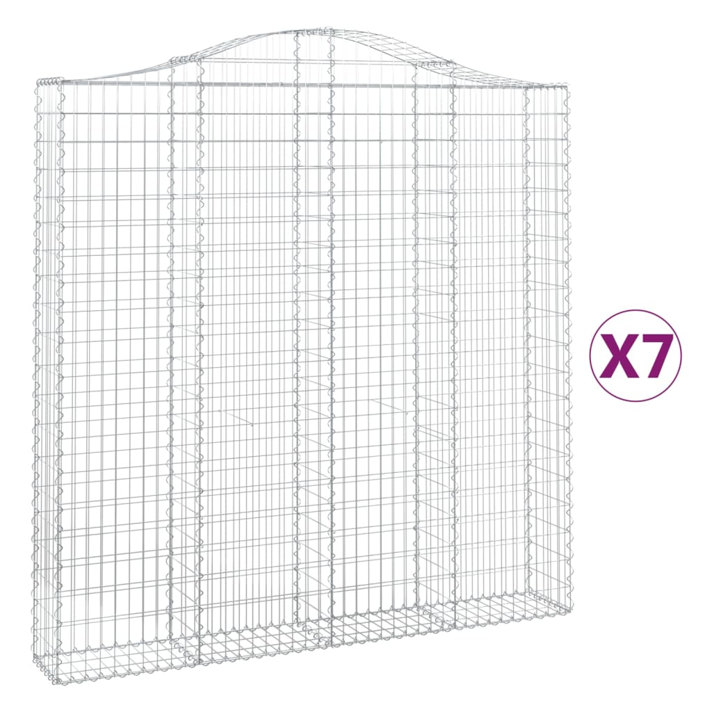 vidaXL kaarekujulised gabioonkorvid 7 tk, 200x30x200/220 cm, raud