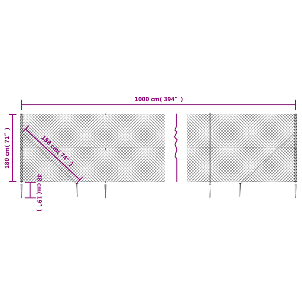 vidaXL võrkaed vaiadega, hõbedane, 1,8x10 m