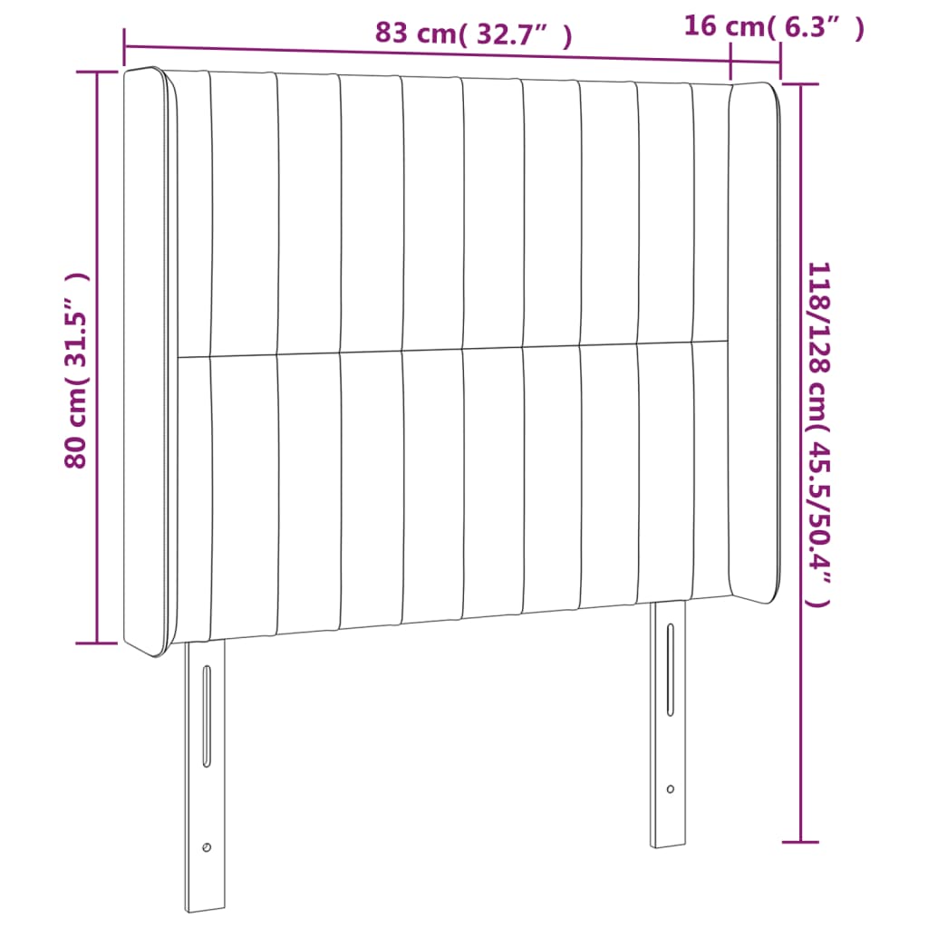 vidaXL LED-voodipeats, tumeroheline, 83x16x118/128 cm, samet