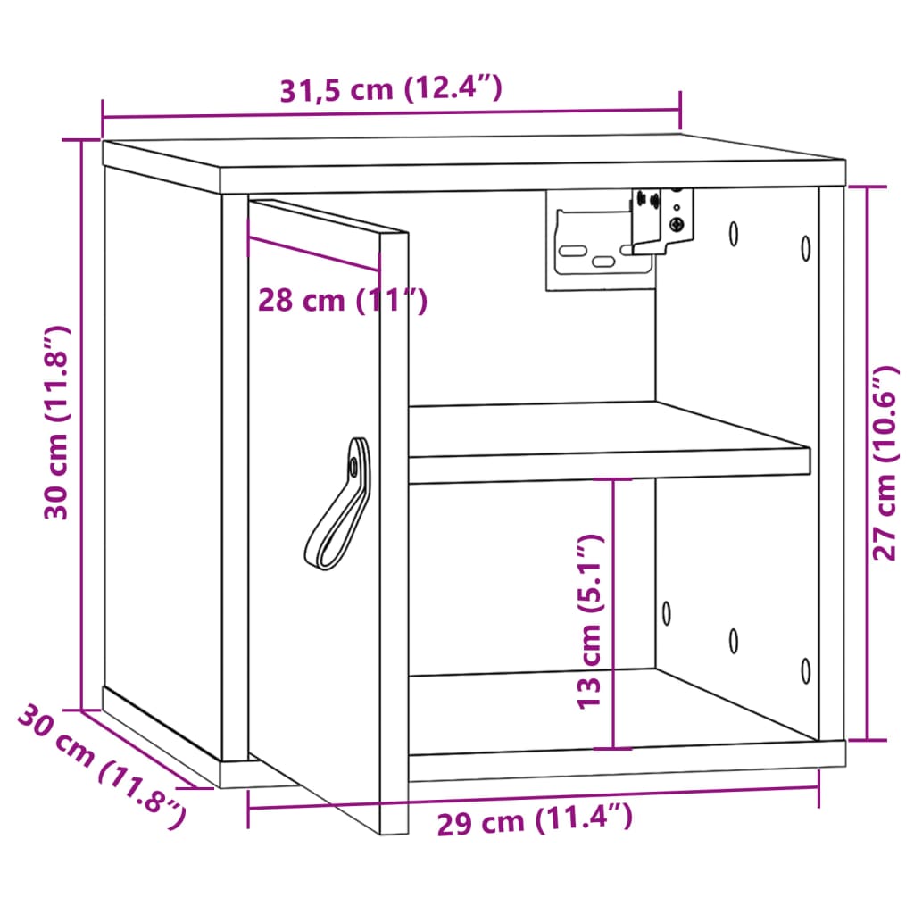 vidaXL seinakapid 2 tk, valge, 31,5 x 30 x 30 cm, männipuit