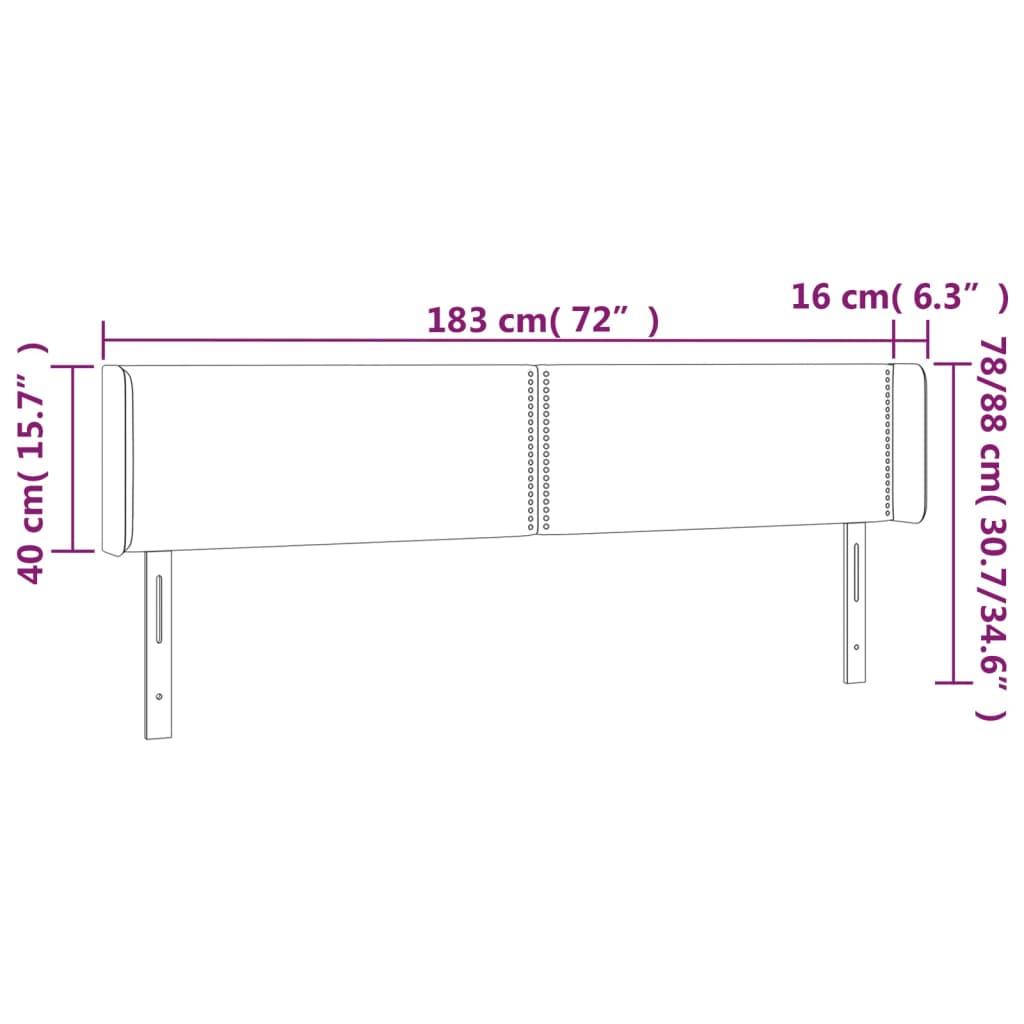 vidaXL voodipeats servadega, tumehall, 183x16x78/88 cm, samet