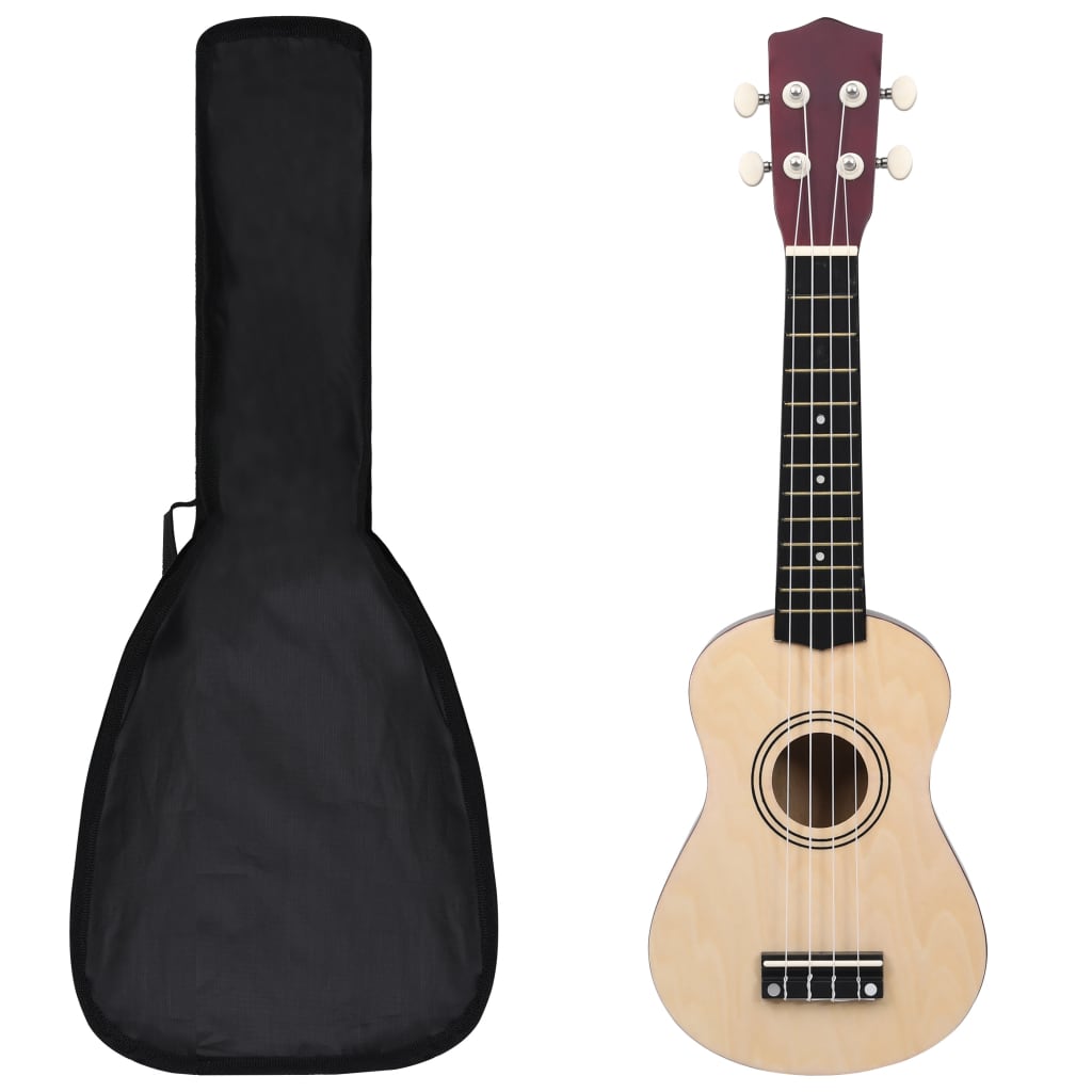 vidaXL sopran ukulele komplekt kotiga lastele naturaalne 21"