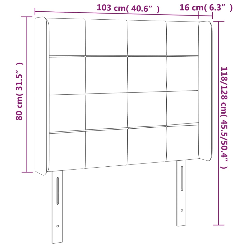 vidaXL LED-voodipeats, must, 103x16x118/128 cm, kangas