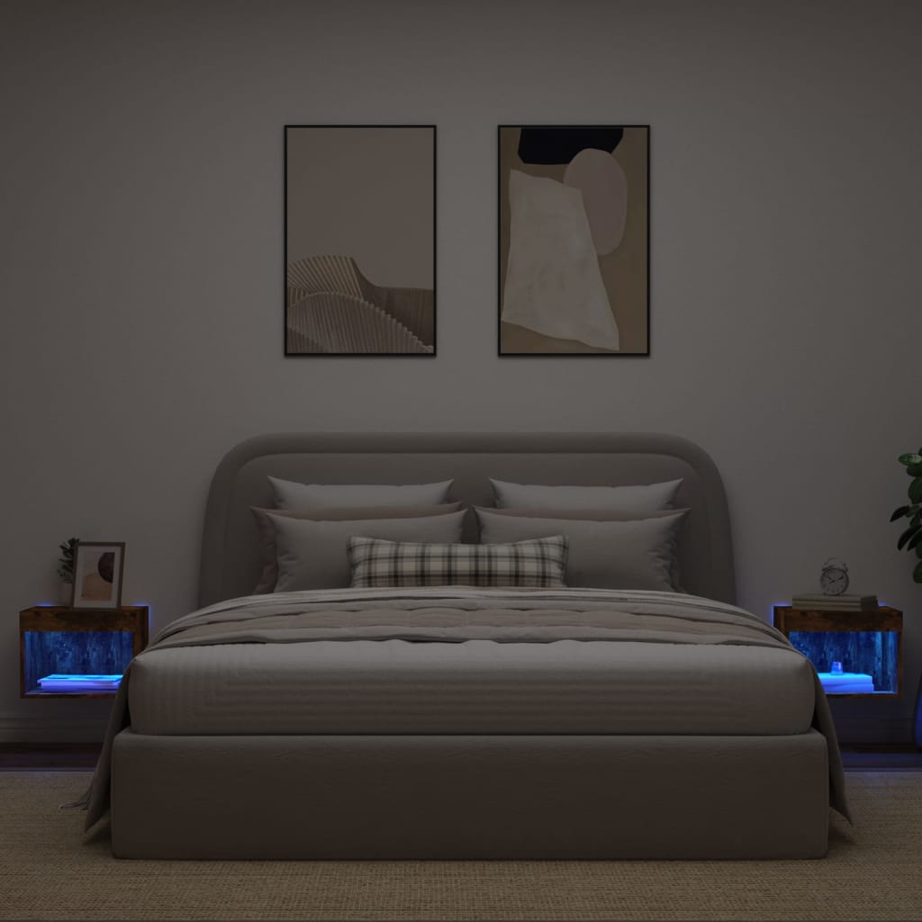vidaXL seinale kinnitatavad öökapid LED-tuledega 2 tk, suitsutamm