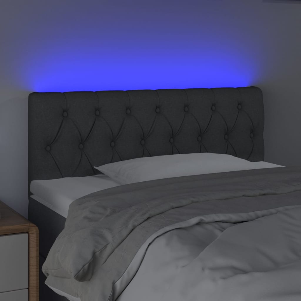 vidaXL LED-voodipeats, tumehall, 100x7x78/88 cm, kangas