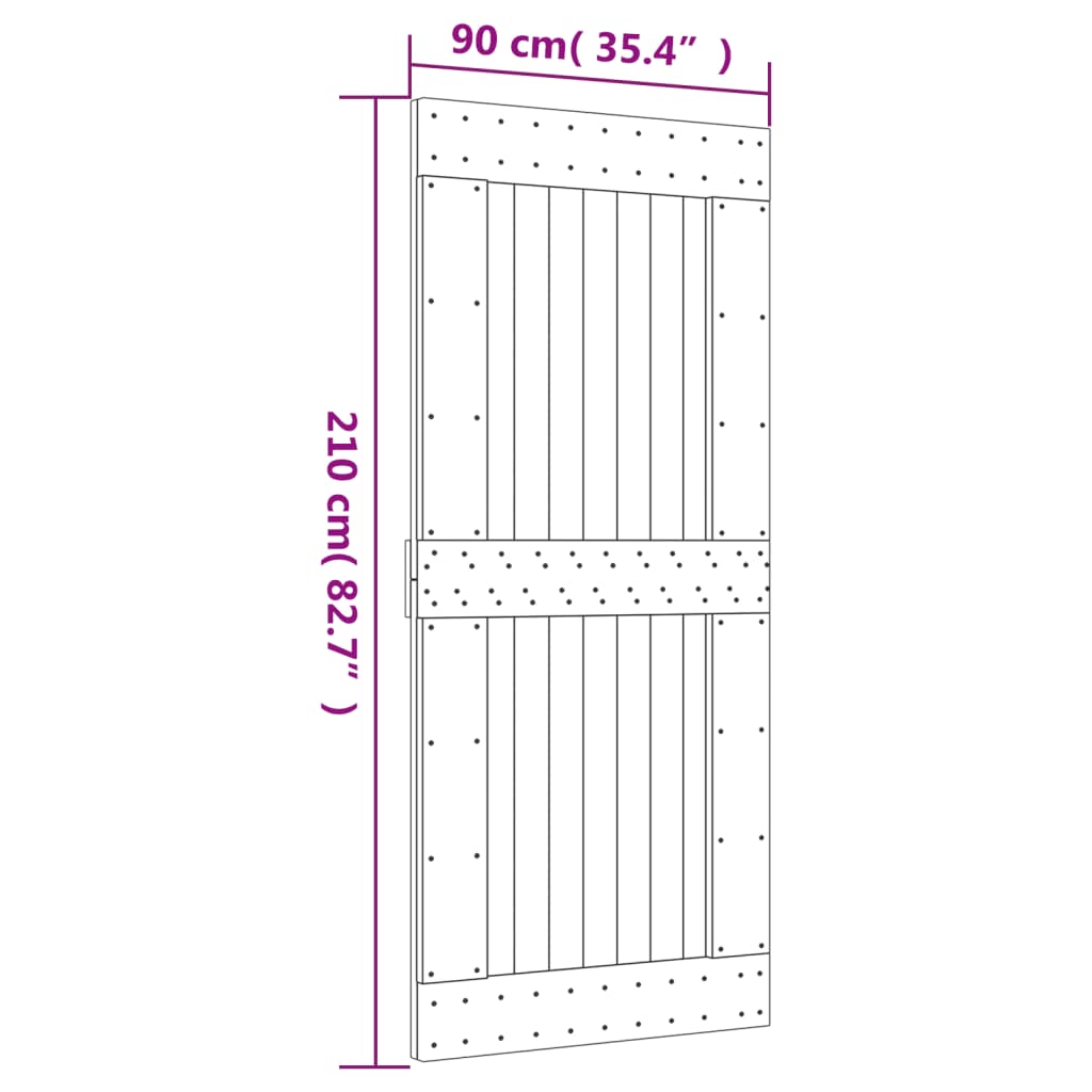 vidaXL liuguks tarvikutega, 90 x 210 cm, männipuit