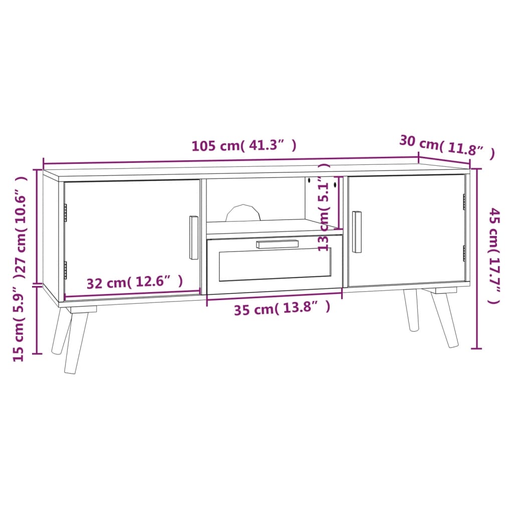 vidaXL ustega telerikapp, 105 x 30 x 45 cm, tehispuit