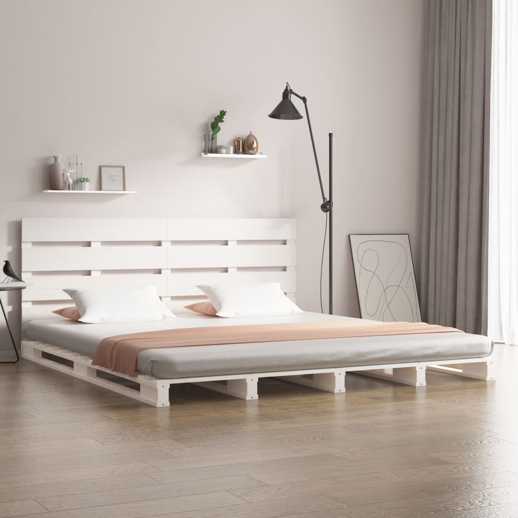 vidaXL voodiraam, valge, 120 x 190 cm, männipuit, väike kahekohaline