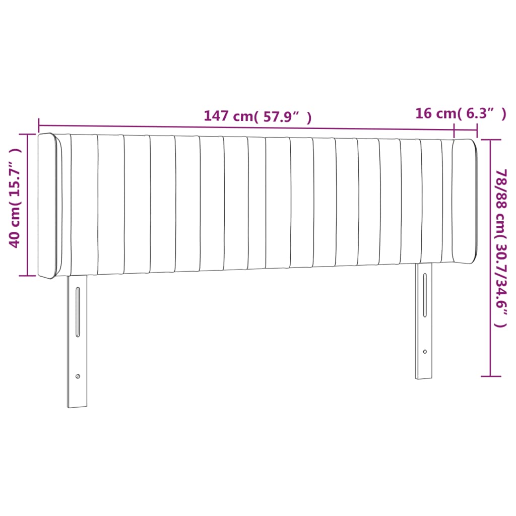 vidaXL voodipeats servadega, must, 147x16x78/88 cm, samet