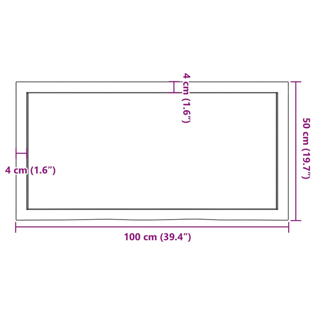 vidaXL lauaplaat, helepruun, 100 x 50 x (2-6) cm, töödeldud tammepuit