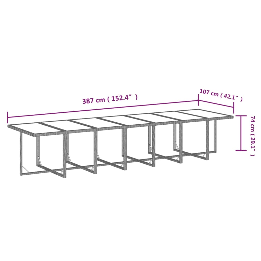 vidaXL 19-osaline aiamööbli komplekt patjadega, polürotang, must