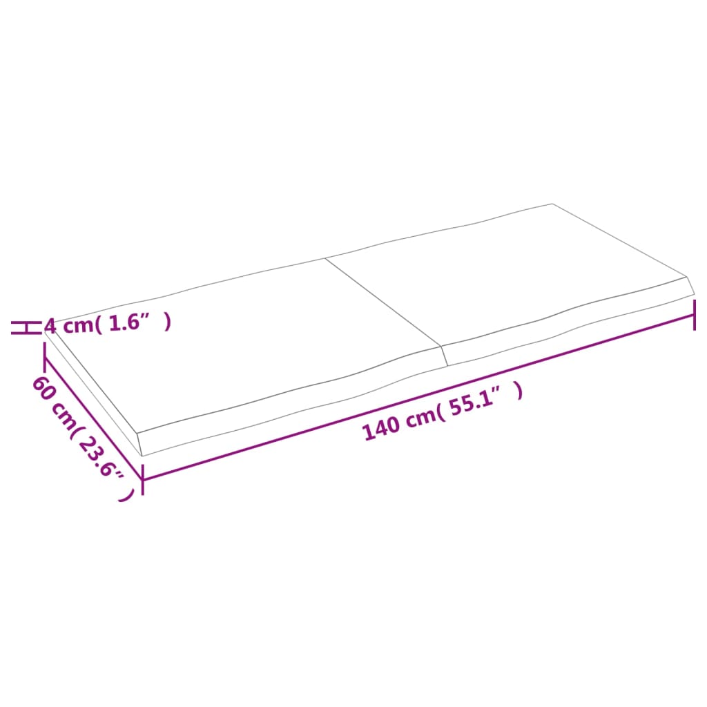 vidaXL lauaplaat, helepruun, 140 x 60 x (2-4) cm, töödeldud täispuit