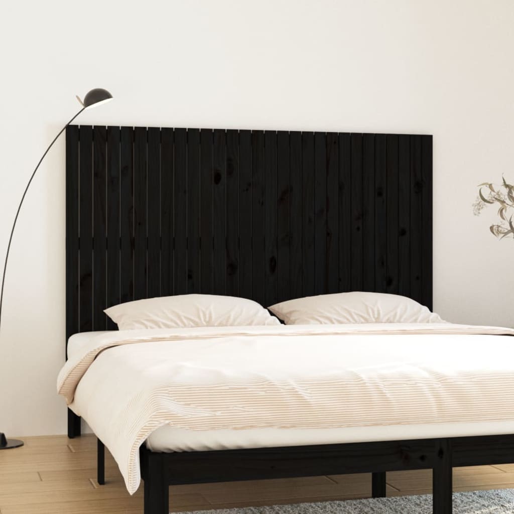 vidaXL seinale kinnitatav voodipeats, must, 185x3x110 cm, männipuit
