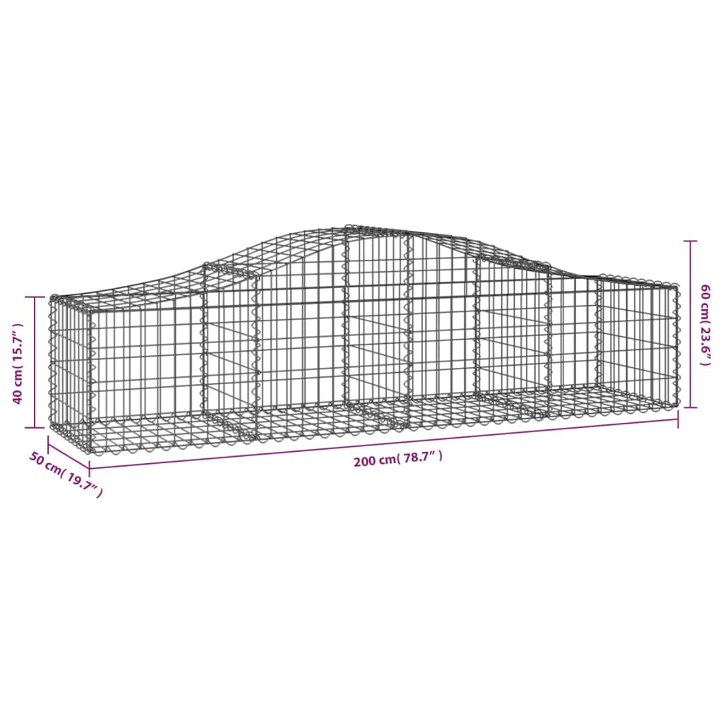 vidaXL kaarekujulised gabioonkorvid 30 tk, 200x50x40/60 cm, raud