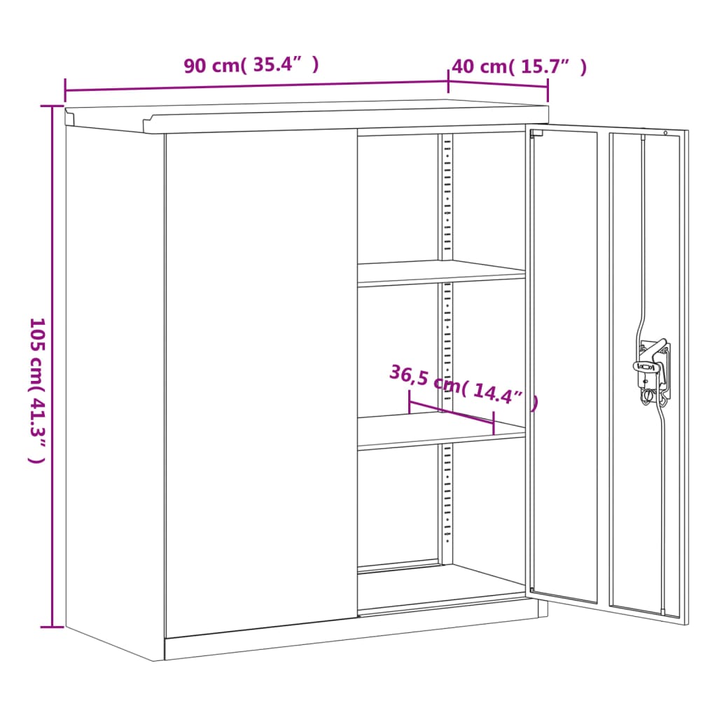 vidaXL dokumendikapp, valge, 90x40x145 cm, teras