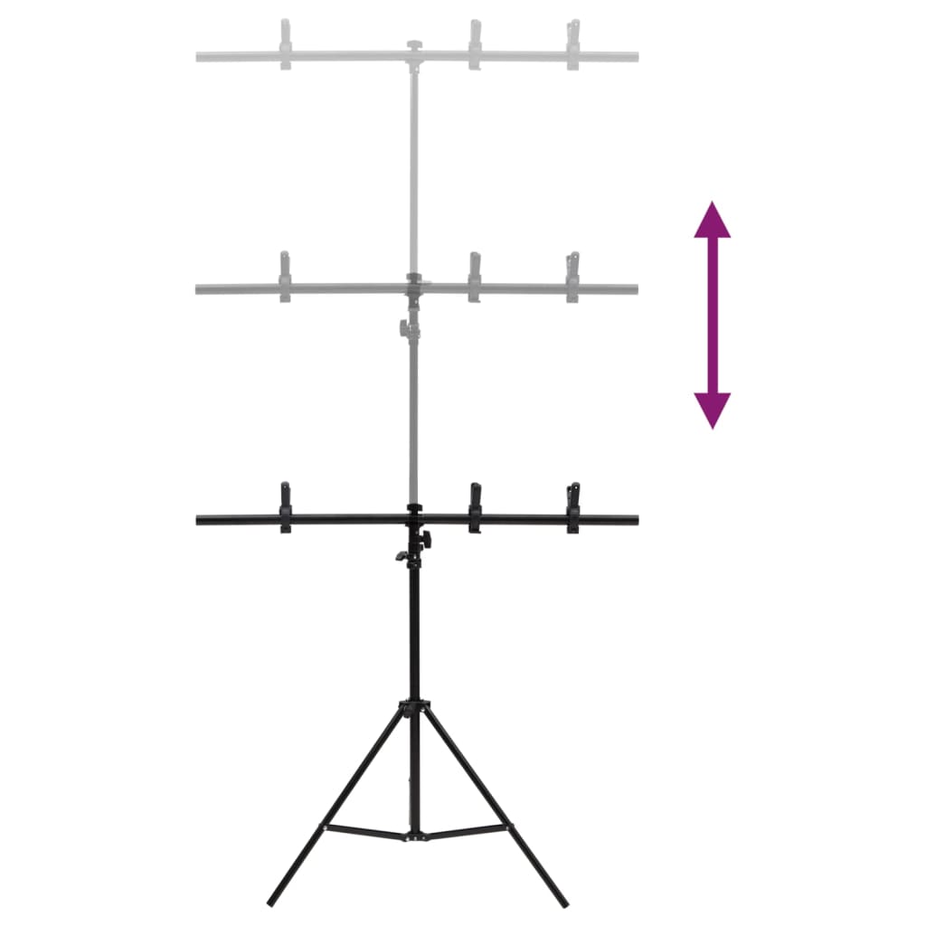 vidaXL T-kujuline taustastatiiv, must, 91 x 60 x (70-200) cm