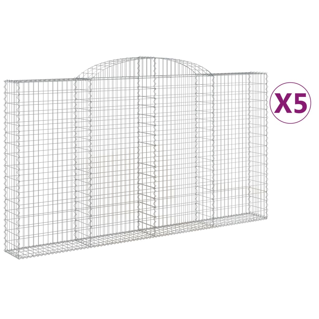 vidaXL kaarekujulised gabioonkorvid 5 tk, 300x30x160/180 cm, raud