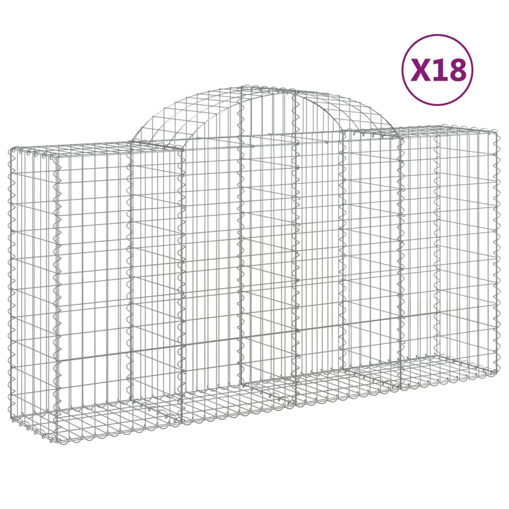 vidaXL kaarekujulised gabioonkorvid 18 tk, 200x50x100/120 cm, raud