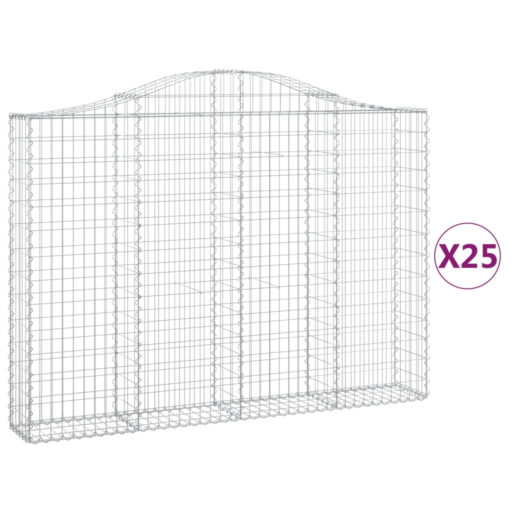 vidaXL kaarekujulised gabioonkorvid 25 tk, 200x30x140/160 cm, raud