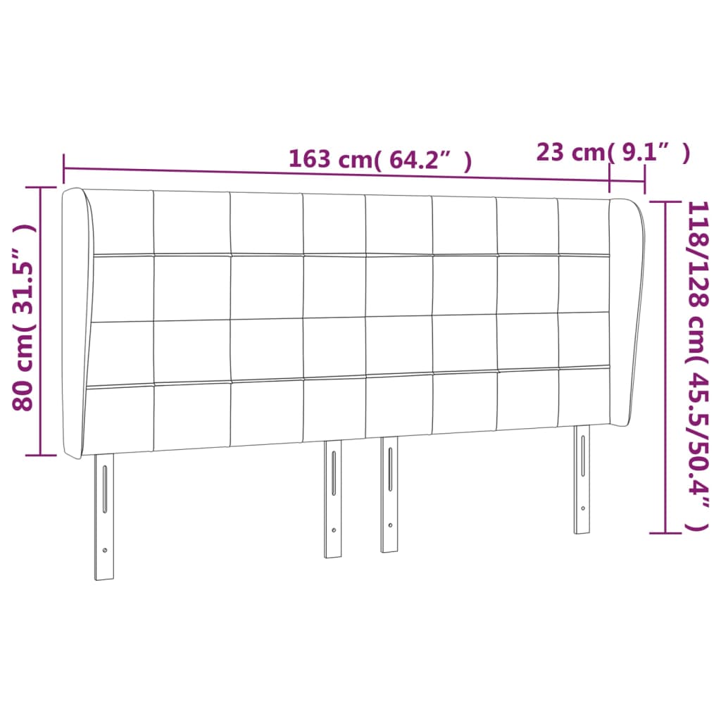 vidaXL voodipeats servadega, tumehall, 163x23x118/128 cm, samet