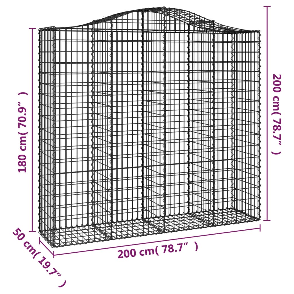 vidaXL kaarekujulised gabioonkorvid 14 tk, 200x50x180/200 cm, raud