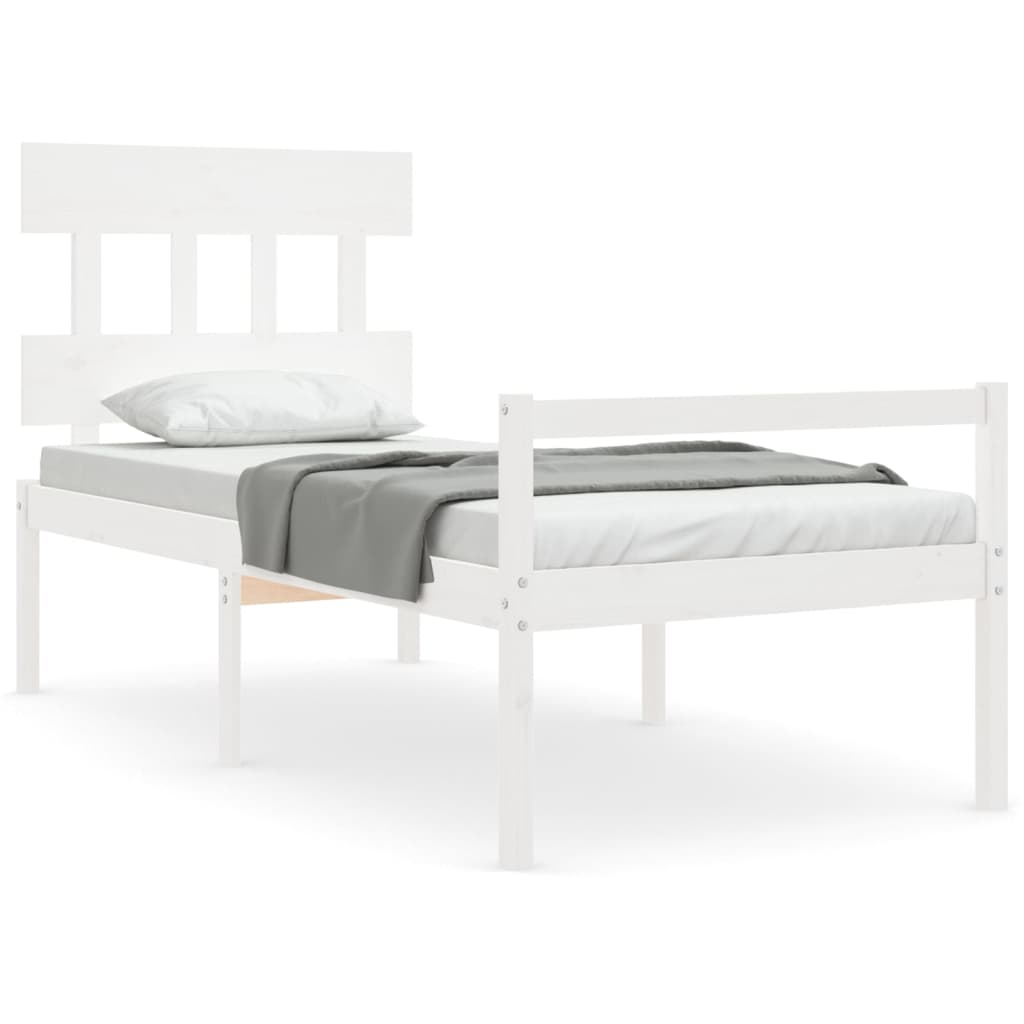 vidaXL vanemate inimeste voodiraam peatsiga, valge, 100x200cm täispuit