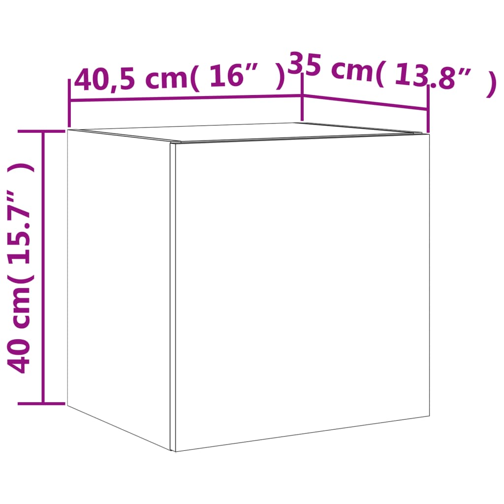 vidaXL teleri seinakapp LED-tuledega, must, 40,5 x 35 x 40 cm