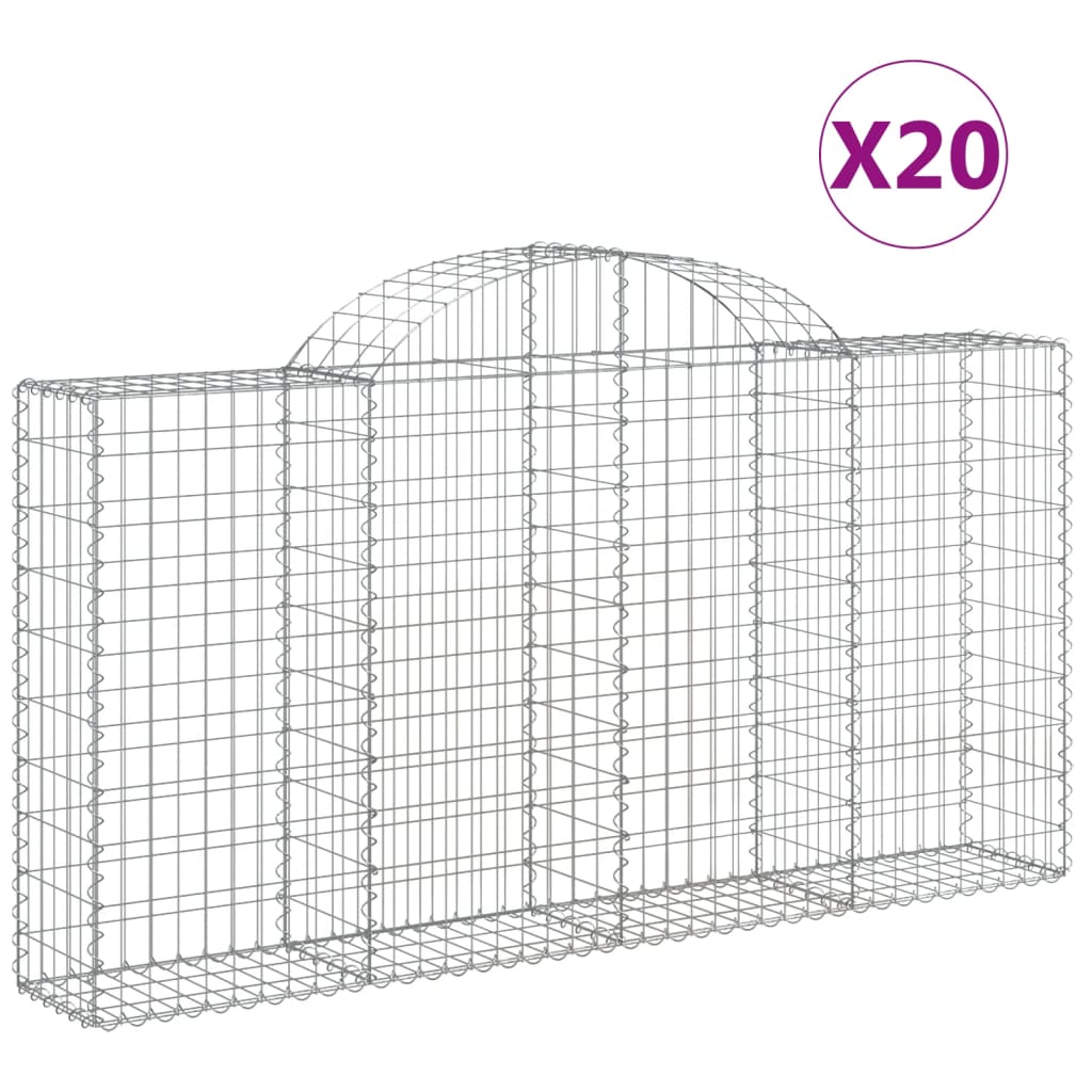 vidaXL kaarekujulised gabioonkorvid 20 tk, 200x30x100/120 cm, raud