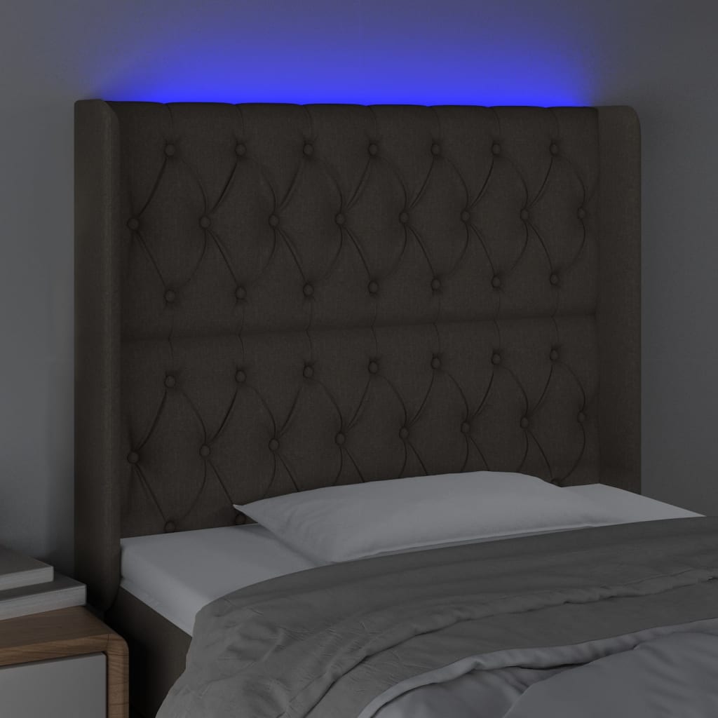 vidaXL LED-voodipeats, pruunikashall, 93x16x118/128 cm, kangas