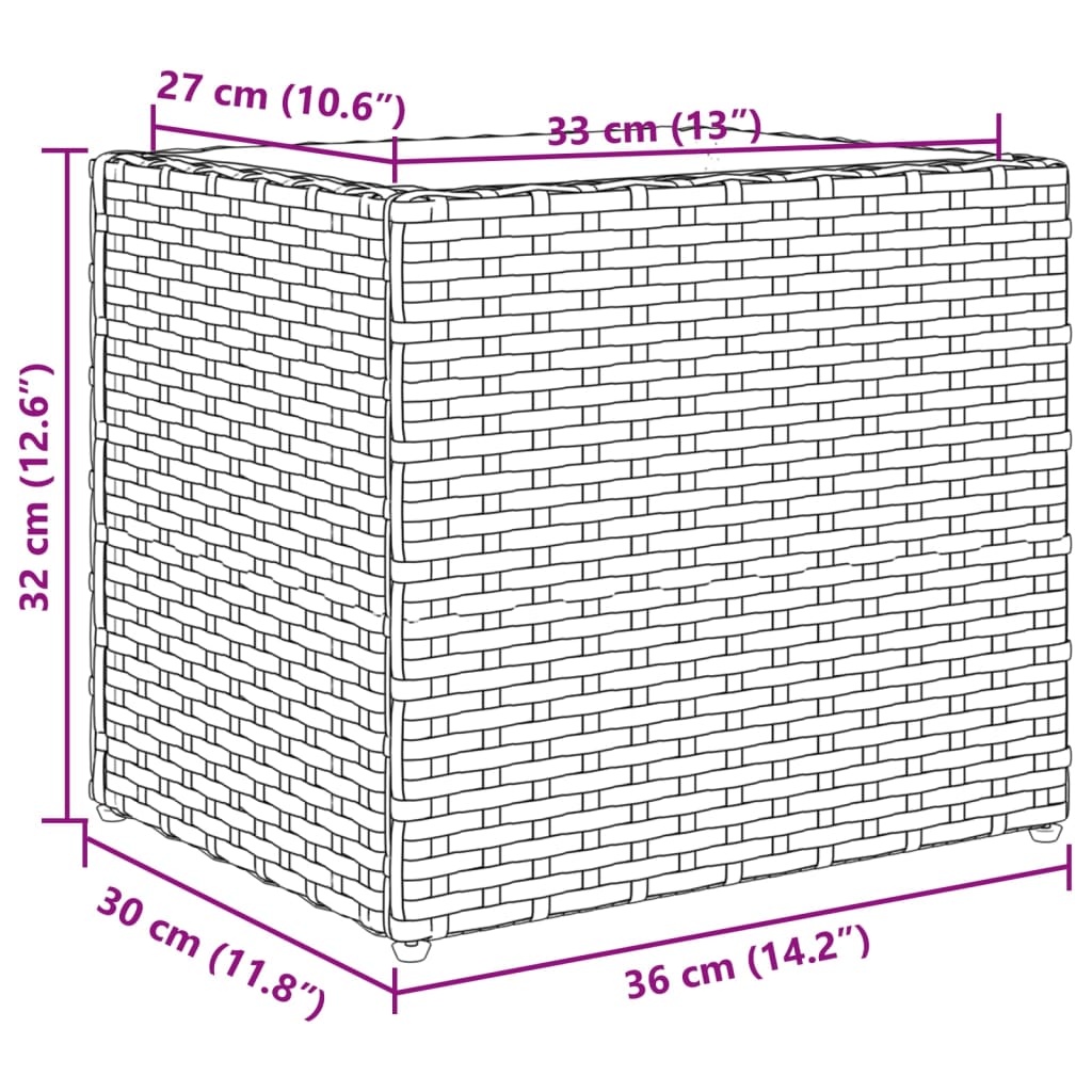 vidaXL taimekast, must, 36 x 30 x 32 cm, polürotang