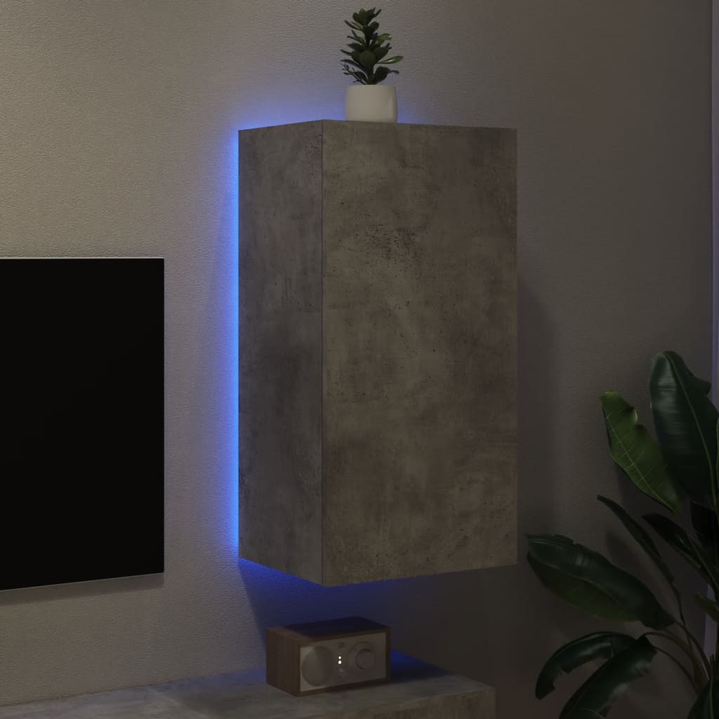 vidaXL teleri seinakapp LED-tuledega, betoonhall, 40,5 x 35 x 80 cm