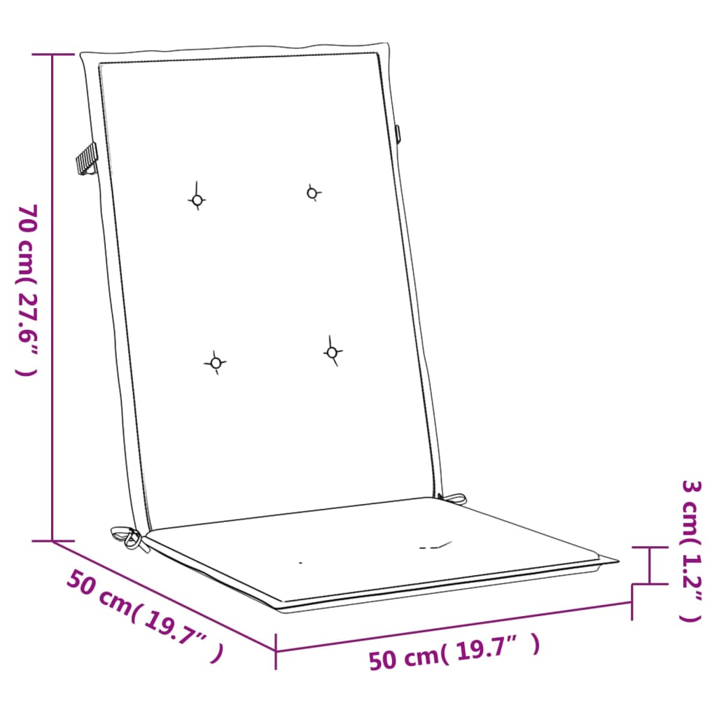 vidaXL kõrge seljatoega toolipadjad 2 tk, sinine, 120x50x3 cm, kangas