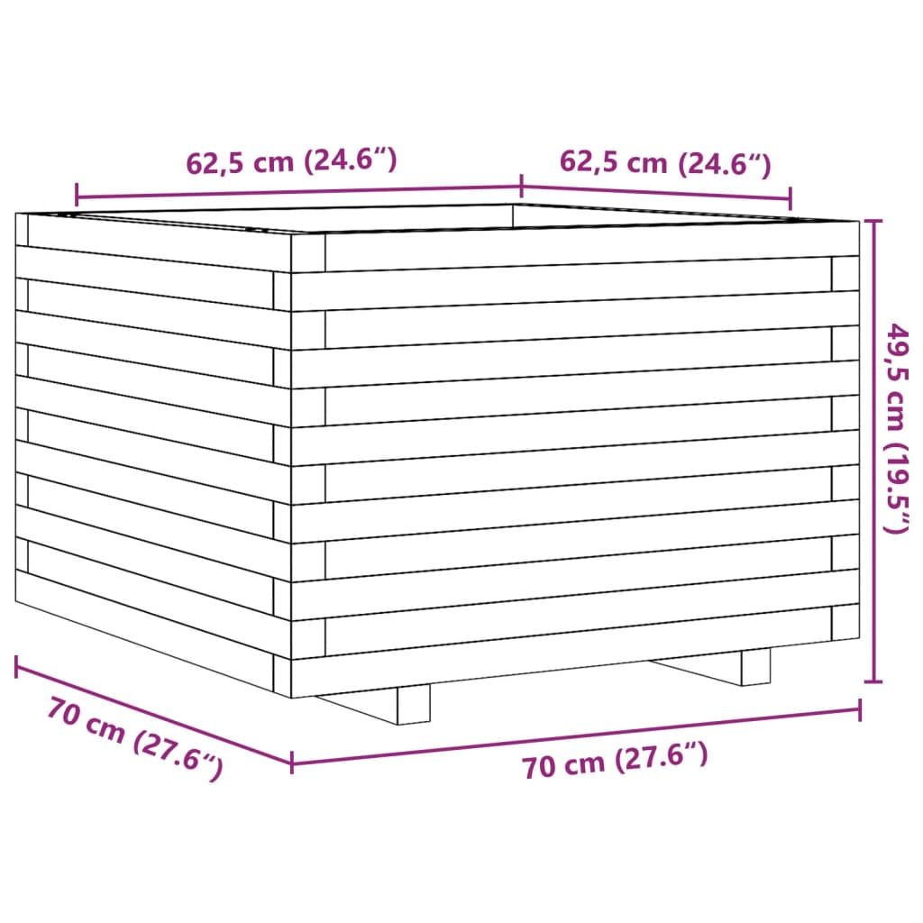 vidaXL aia taimekast, vahapruun, 70x70x49,5 cm, männipuit