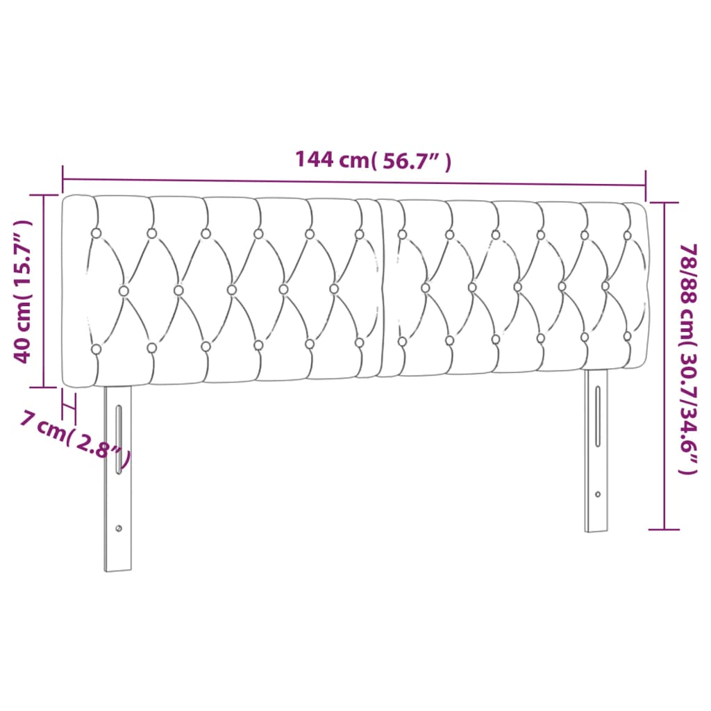 vidaXL voodipeatsid 2 tk, helehall, 72x7x78/88 cm, samet