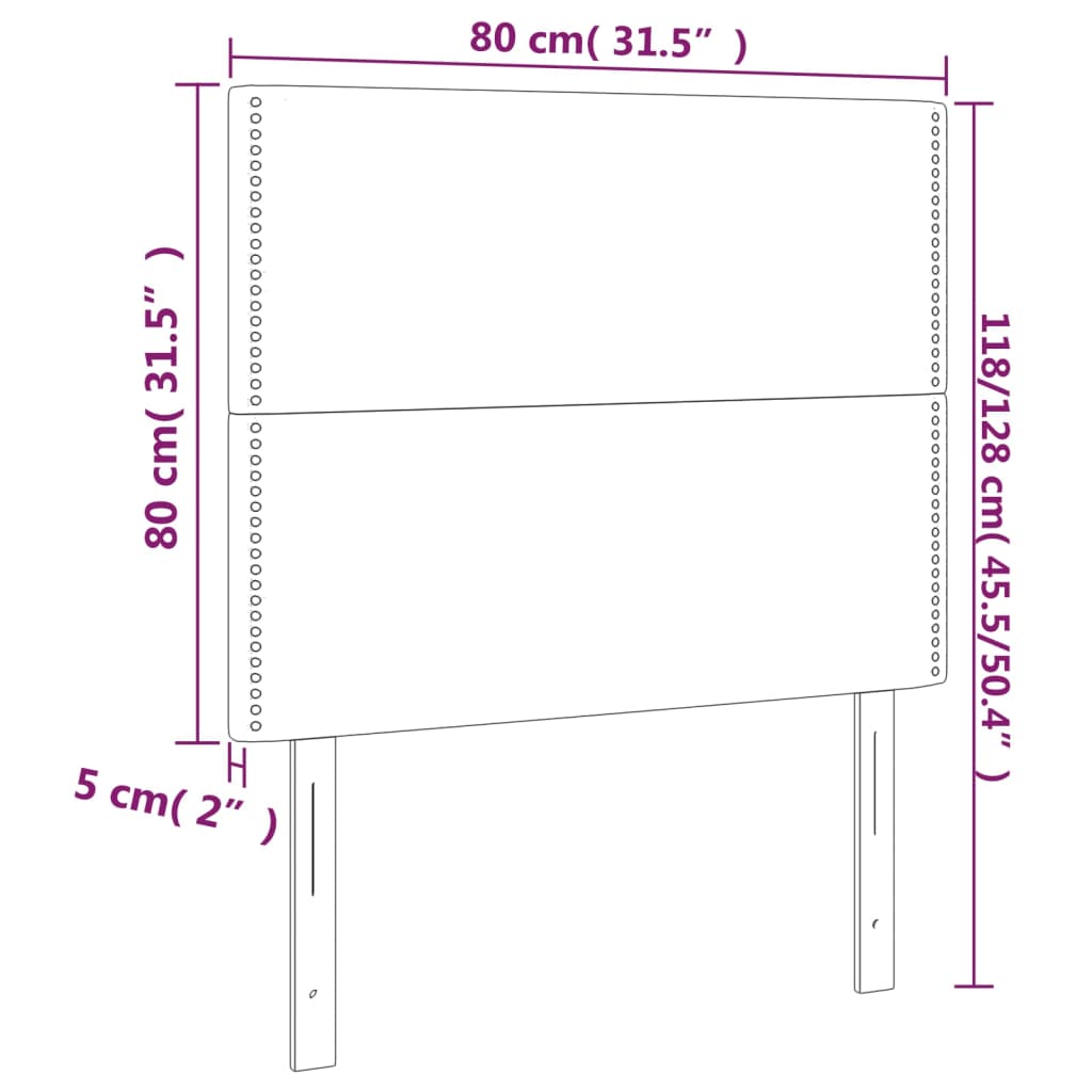 vidaXL voodipeatsid 2 tk, tumesinine, 80x5x78/88 cm, samet