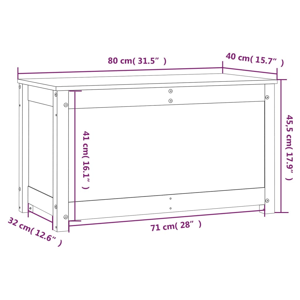 vidaXL hoiukast, meepruun, 80 x 40 x 45,5 cm, männipuit