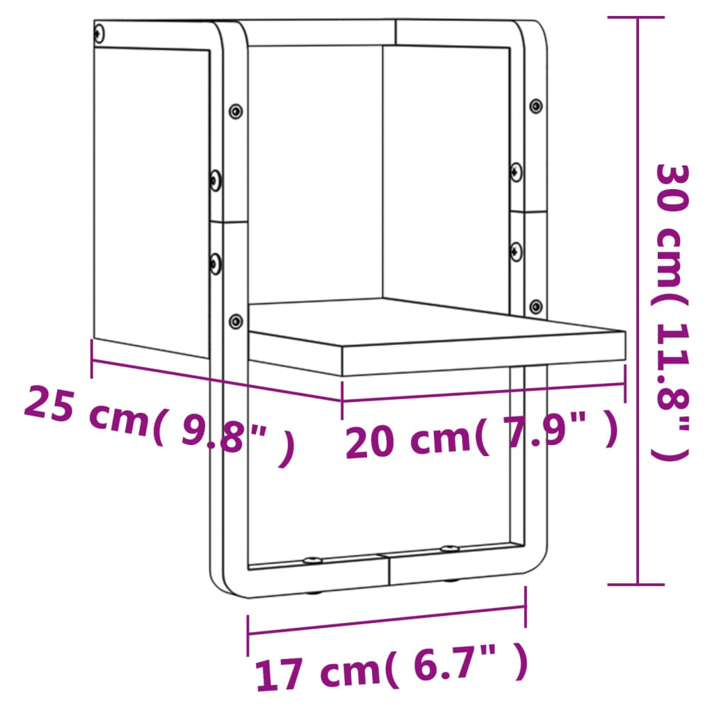 vidaXL latiga seinariiul, hall Sonoma tamm, 20 x 25 x 30 cm