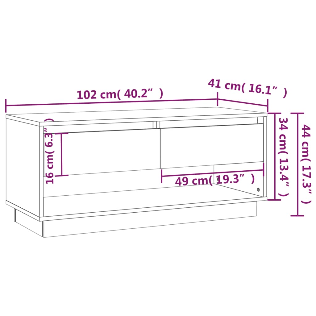 vidaXL telerikapp, must, 102x41x44 cm, tehispuit