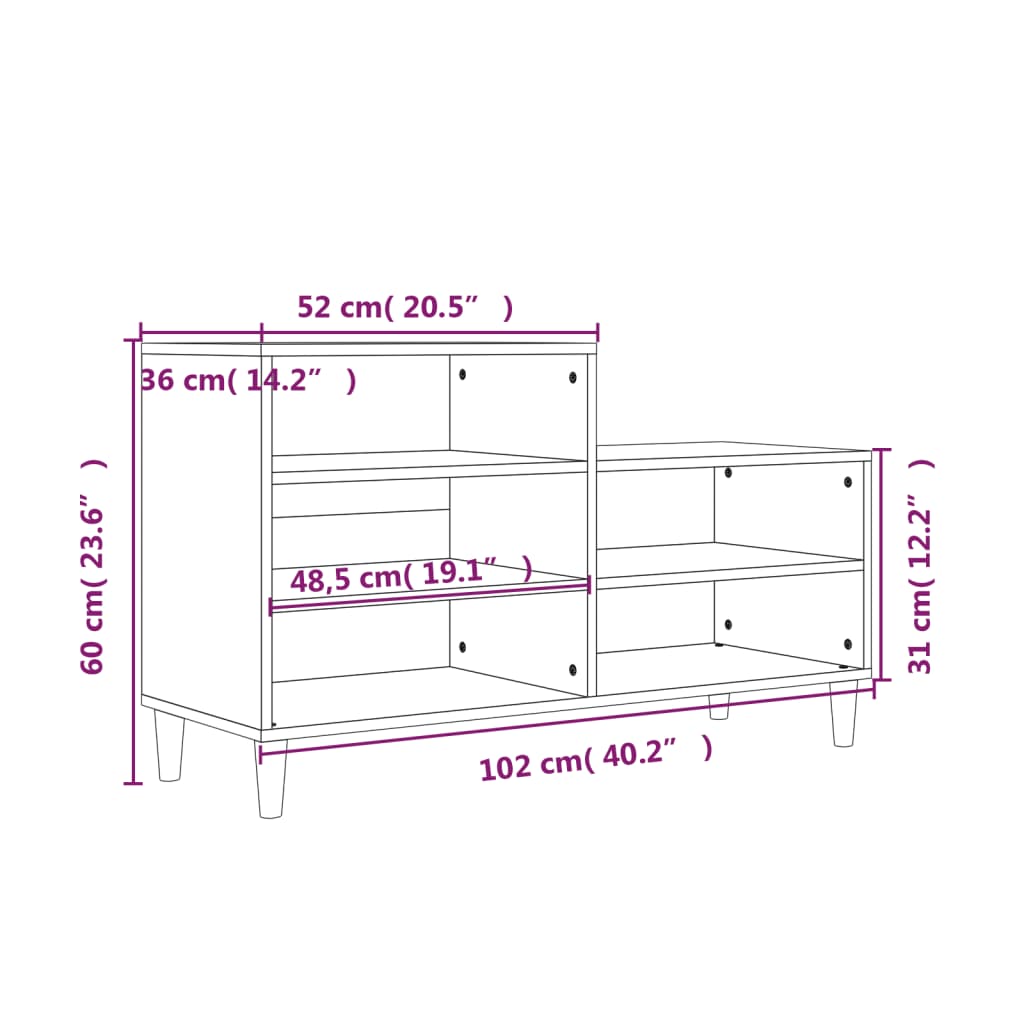 vidaXL kingakapp, betoonhall, 102 x 36 x 60 cm, tehispuit