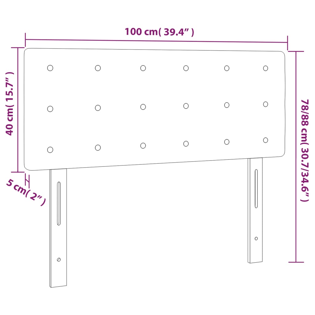 vidaXL LED-voodipeats, must, 100x5x78/88 cm, samet