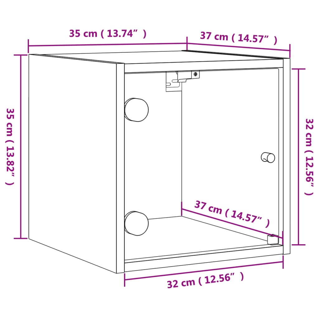 vidaXL klaasuksega öökapid 2 tk, suitsutatud tamm, 35 x 37 x 35 cm