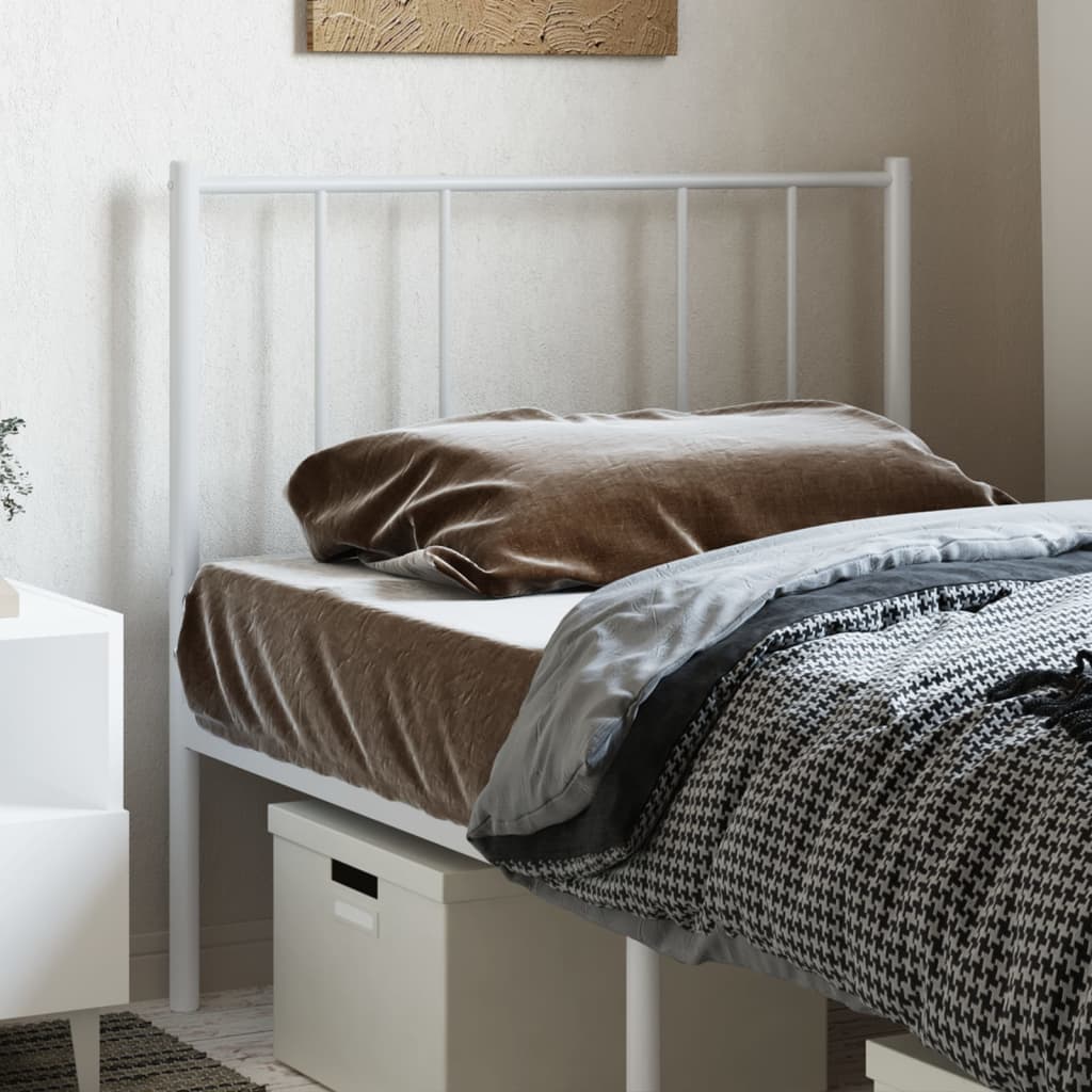 vidaXL metallist voodipeats, valge, 100 cm