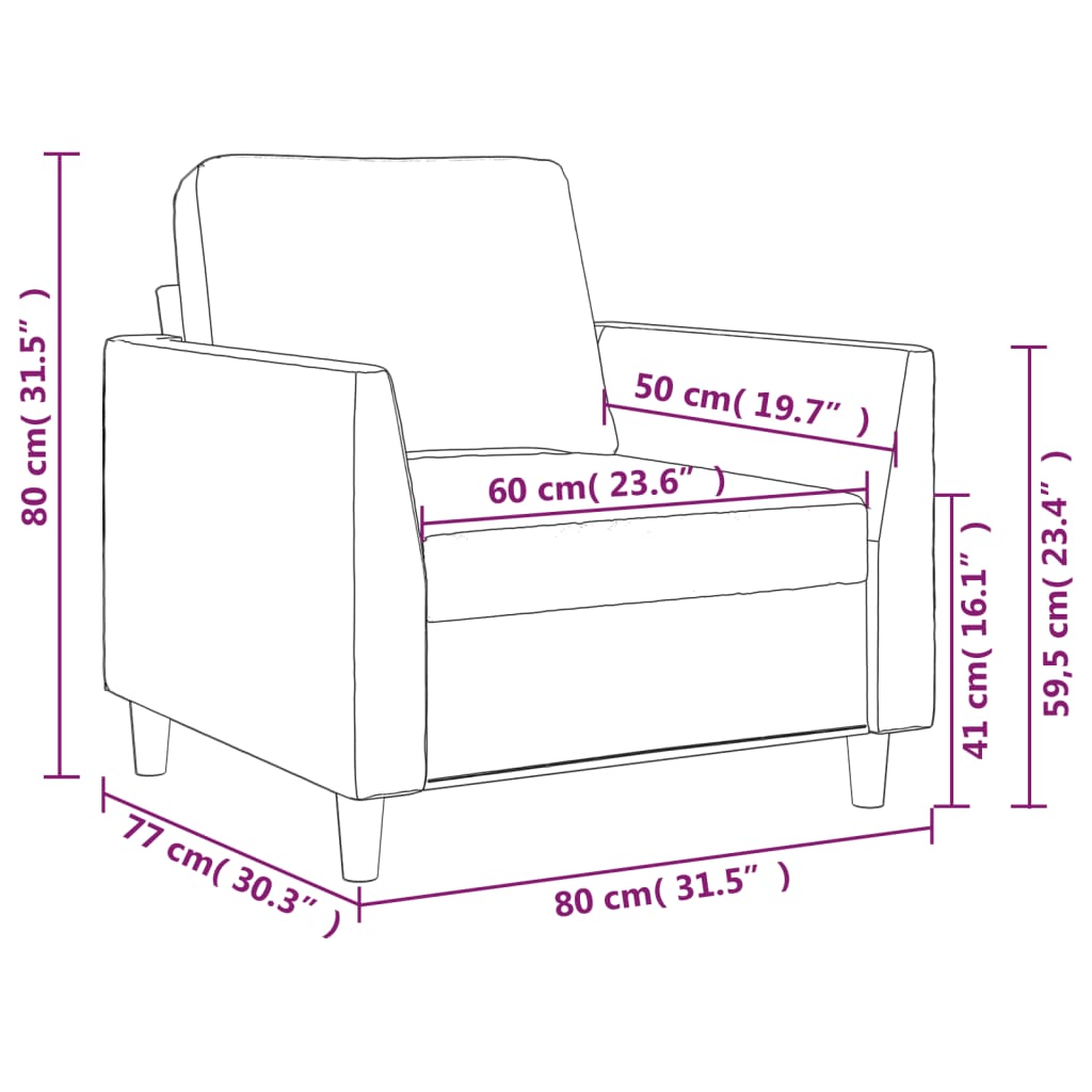 vidaXL tugitool, must, 60 cm, kunstnahk