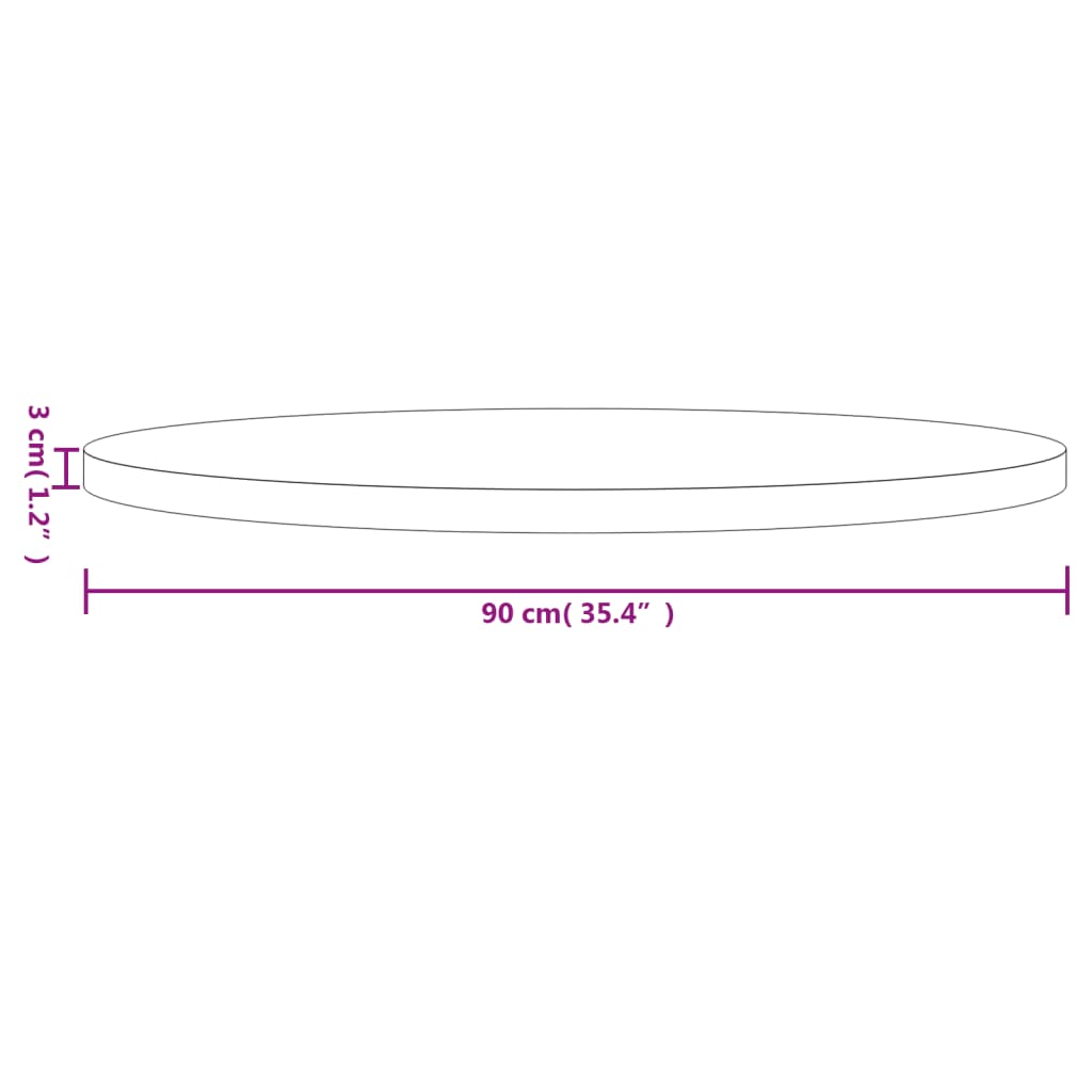 vidaXL lauaplaat, ümmargune, valge, Ø 90 x 3 cm, männipuit