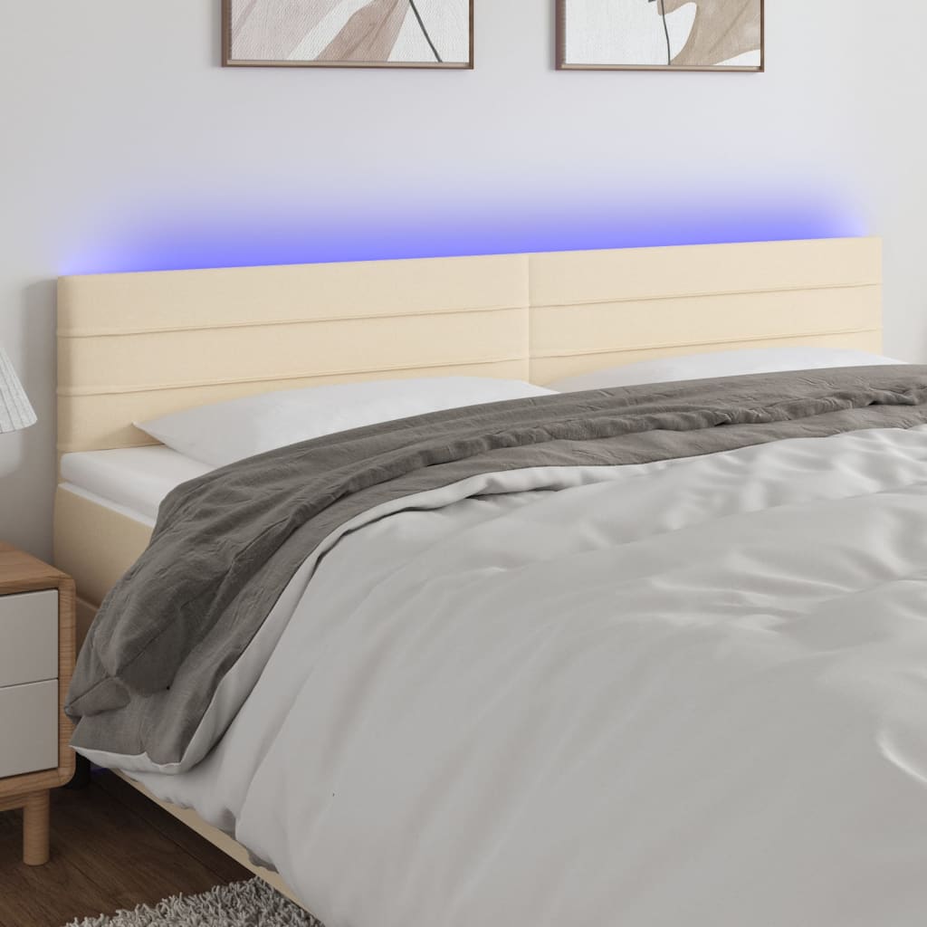 vidaXL LED-voodipeats, kreemjas, 160x5x78/88 cm, kangas