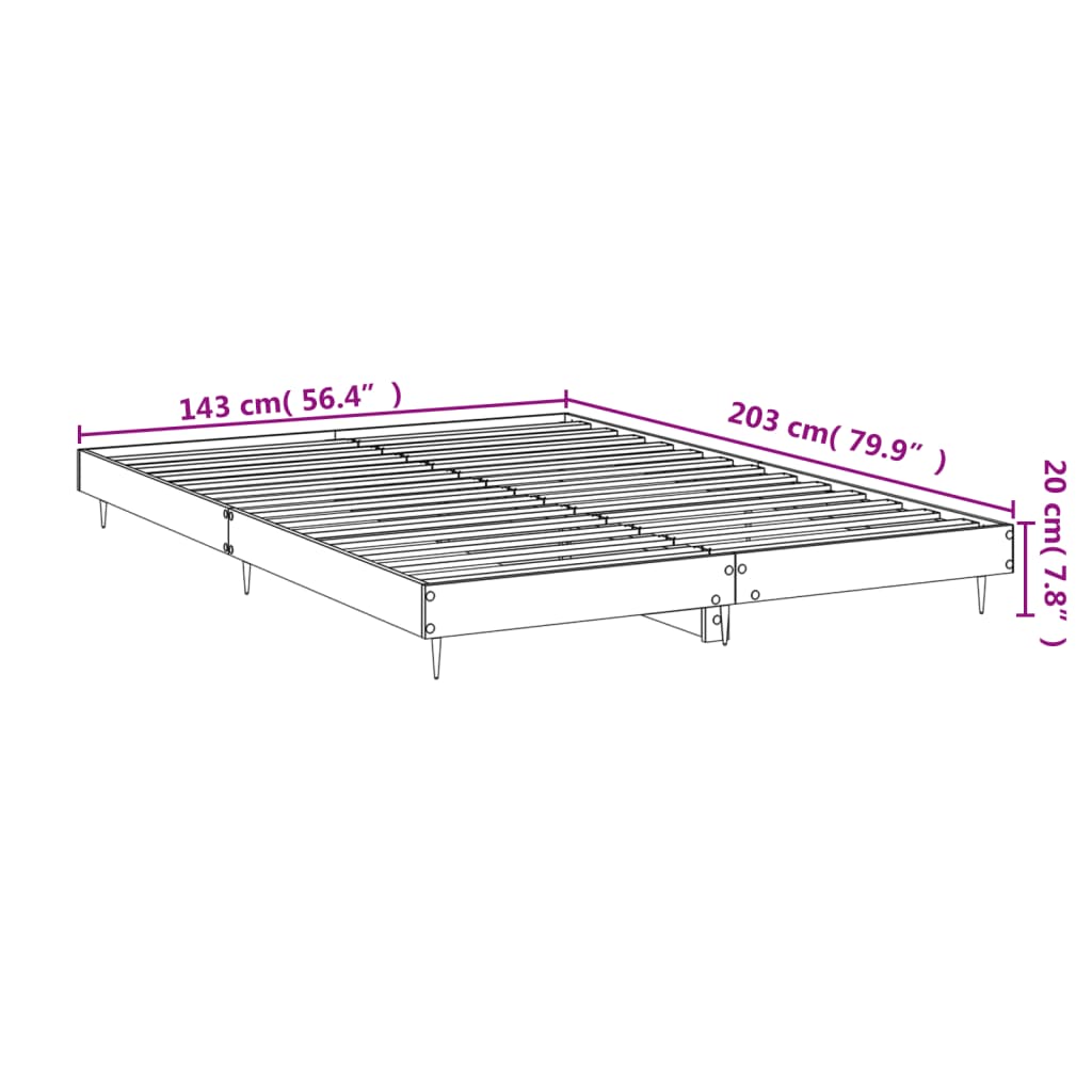 vidaXL voodiraam, hall Sonoma tamm, 140 x 200 cm, tehispuit