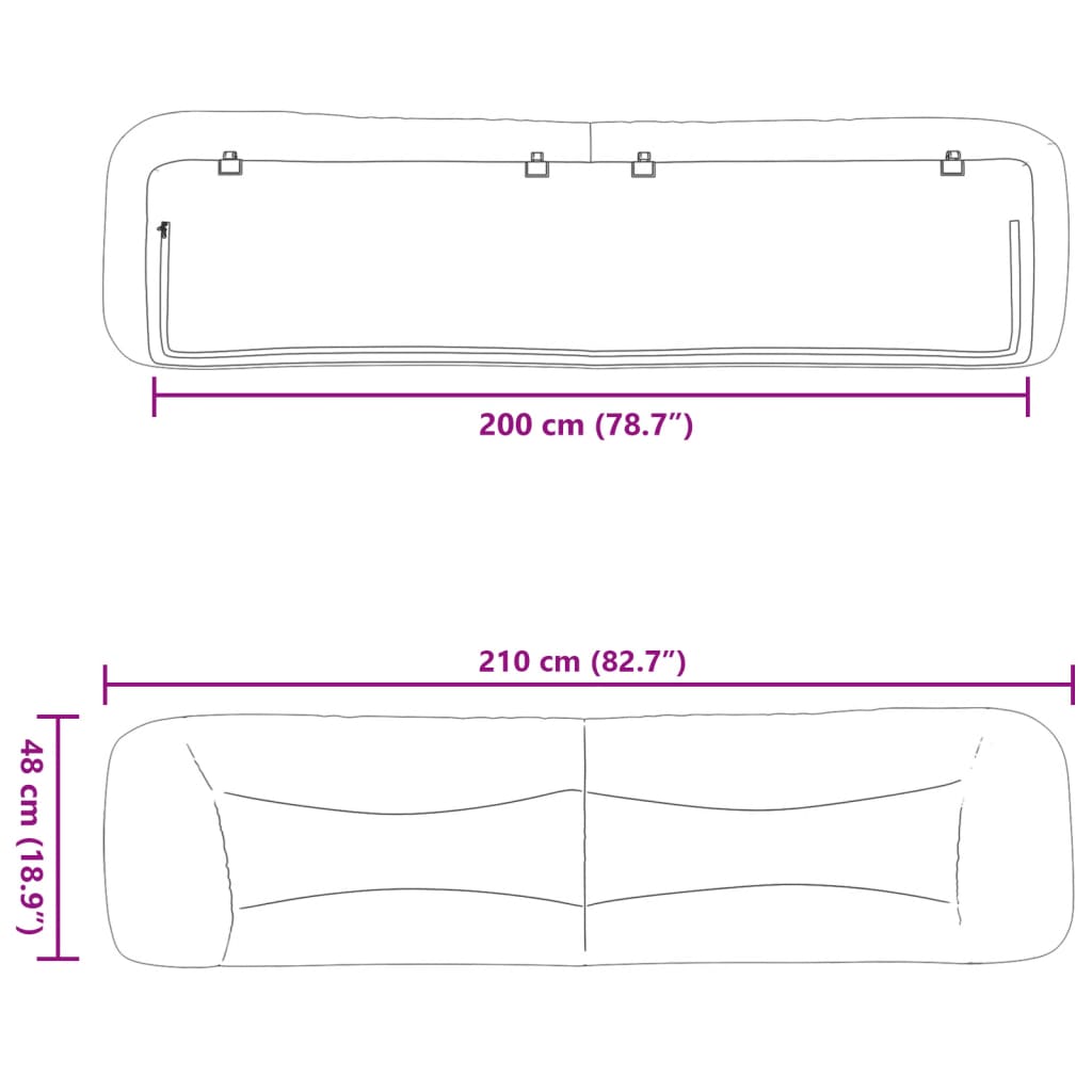 vidaXL voodipeatsi padi, pruun, 200 cm, kunstnahk