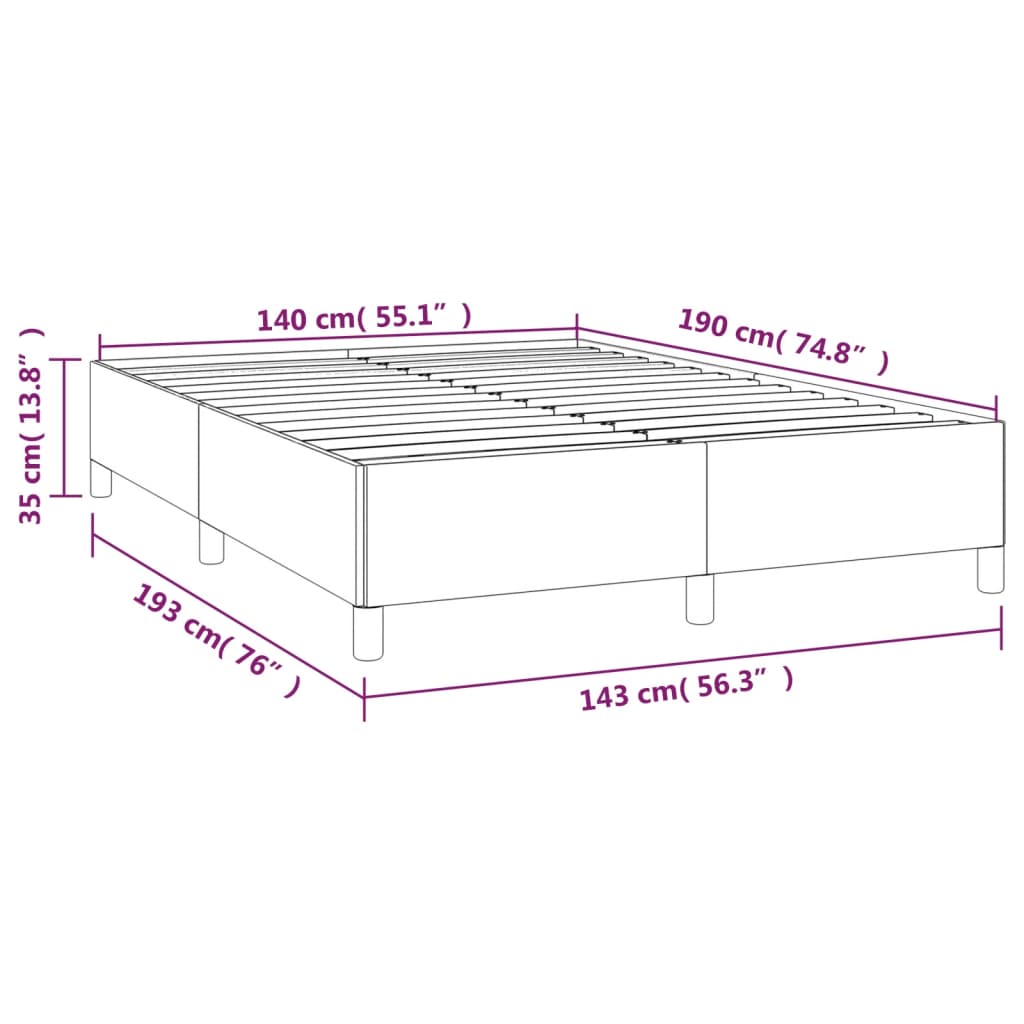 vidaXL voodiraam, tumehall, 140x190 cm, samet